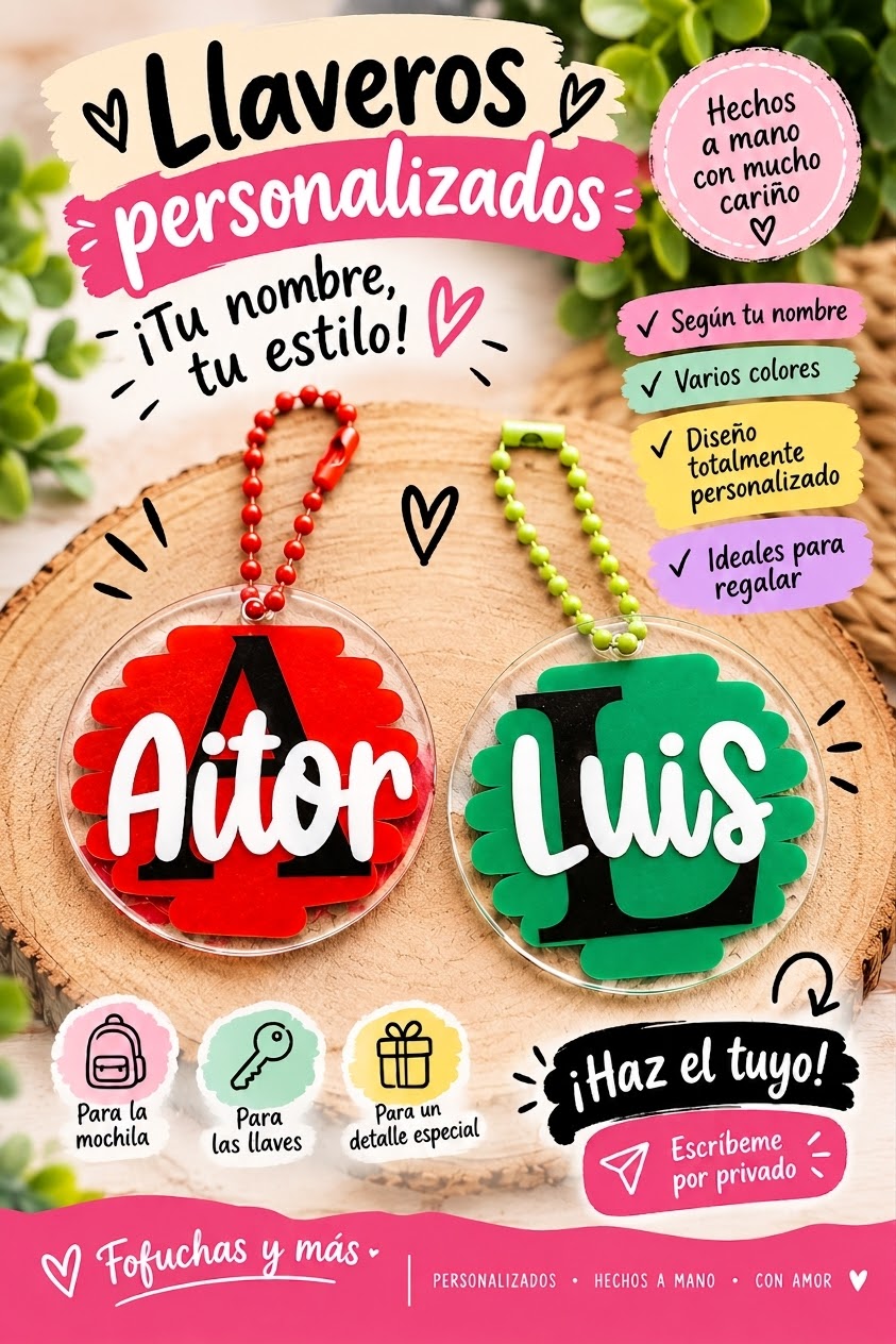 Llavero personalizado con nombre e inicial